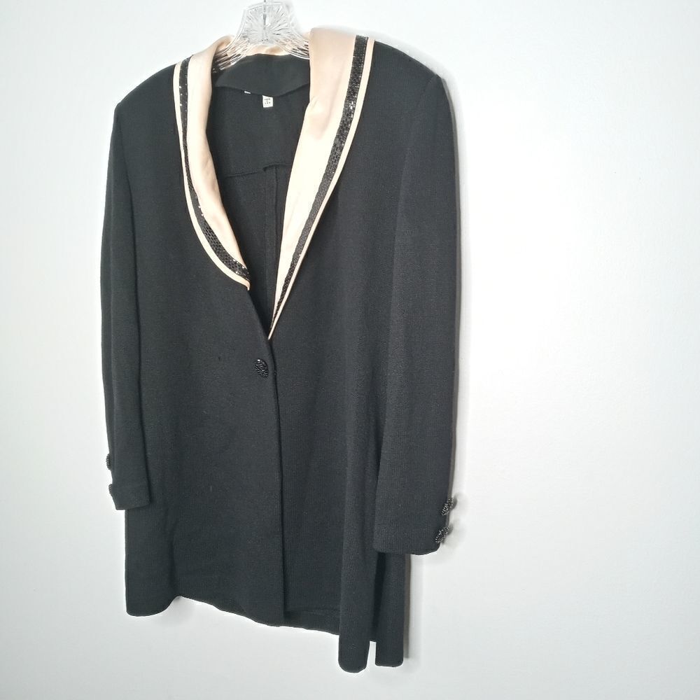 St. John black knit cardigan with emballishment